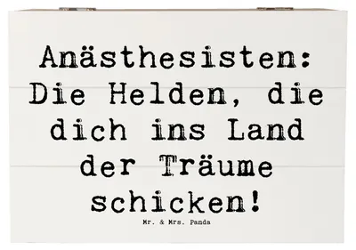 Produktbild von Mr. & Mrs. Panda Box Spruch Anästhesist Held 22 x 15 cm - Weiß - Geschenk, Narkoseärztin, aus Holz, Kiste, Beruf, Aufbewahrungsbox, fotobox, Berufspassion, Berufsprodukte