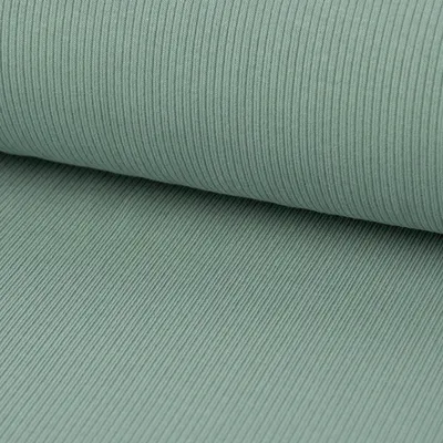 Produktbild von Jerseystoff Meterware Rippjersey Feinstrick einfarbig altgrün 1,45m
