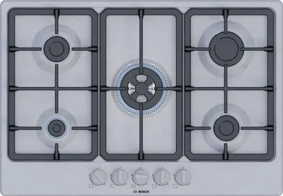 Obrázek produktu pro Bosch Serie 4 PGQ7B5K90, Nerezová ocel, Vestavěné, 75 cm, Plynový, Nerezová ocel, 5 zóna/zón