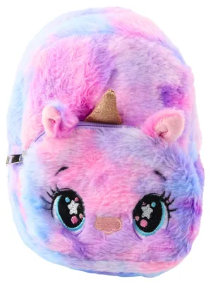 Produktbild von Plüsch-Einhorn-Rucksack für Kinder, Blau und Rosa, Pastellfarben, 20 cm, 3 l