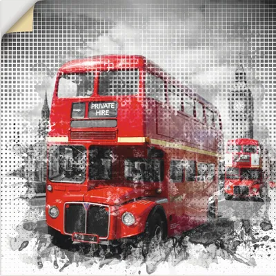 Produktbild von ARTland Wandbild, selbstklebend London Westminster Rote Busse Größe: 30x30 cm