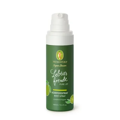 Zdjęcie produktu dla PRIMAVERA Lebensfreude Body Spray 100ml Zapach limonki i imbiru - Wegańskie kosmetyki naturalne - Inspirujące i orzeźwiające