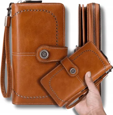 Obrázek produktu pro OMNA | Dámská peněženka - velká - hnědá - ochrana RFID - elegantní design - kvalitní kůže