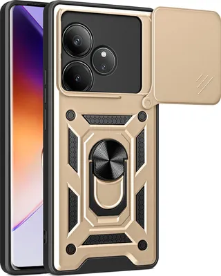 Produktbild von Hülle für Realme GT 6T 5G Magnetische Ring Ständer Halter Dia Kameraschutz TPU Bumper Silikon Schutzhülle Gold