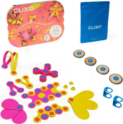 Zdjęcie produktu dla Magnetyczna gra budowlana Clixo - Crew Pink & Yellow (30 elementów)