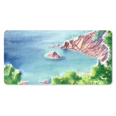 Produktbild von MuchoWow® Schreibtischunterlage Meer - Berge - Wald 80x40 cm - XXL Mauspad - Gaming Mauspad