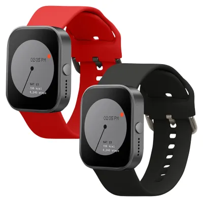 Produktbild von kwmobile 2x Uhrenarmband für CMF by Nothing Watch Pro (D395) Armband - Fitnesstracker Band Set aus TPU Silikon - Ersatzarmband Smartwatch - Schwarz