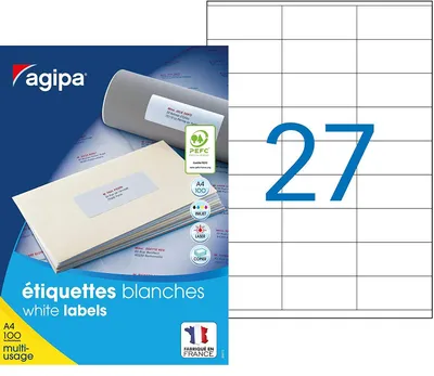 Obrázok produktu pre univerzálne etikety agipa, 70 x 31 mm, biele, obdĺžnikové