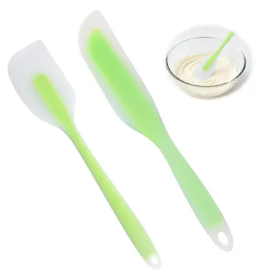 Produktbild von 2-teiliges Set flexibler Silikonspatel, 27/21 cm hitzebeständiger Silikon-Teigschaber, flexibler Silikonspatel zum Rühren von Schüsseln, Backen und Kochen (grün)