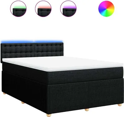 Produktbild von vidaXL Boxspringbett mit Matratze Schwarz 140x190 cm Stoff