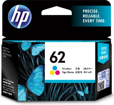 The image shows the packaging of an HP ink cartridge with butterflies and grass design.