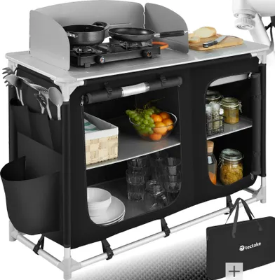 Produktbild von tectake® Campingküche Luxus mit Aluminiumgestell und 4 Fächern faltbar 116 x 52 x 107 cm
