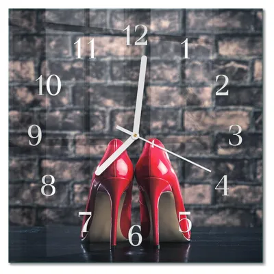Produktbild von Tulup Glasuhr Wanduhr Küchenuhr Echt-Glas 30x30 cm Modern Dekorativ Geräuschlos Weiße Zeiger - Rote High Heels