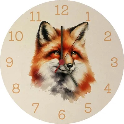 Produktbild von Fuchs Porträt Aquarell Wanduhr aus MDF