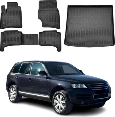 Immagine prodotto di Set tappetini e fodera bagagliaio per VW Touareg 2002-2010 in gomma TPE nero 5x