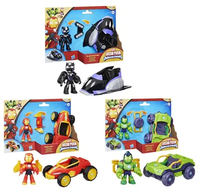 Productafbeelding van Marvel Iron Man en zijn fantastische vrienden – Speelgoedset met 3 actiefiguren en 3 voertuigen, superheldenspeelgoed voor kinderen vanaf 3 jaar