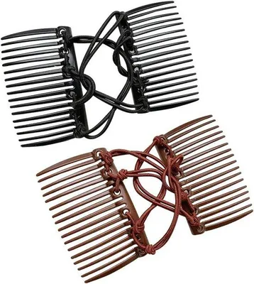 Image de Pinceaux à cheveux doubles en plastique - pinceaux à cheveux élastiques réglables - peigne à nœuds pour coiffer facilement les cheveux - pince à cheveux à double peigne détachable - lot de 2