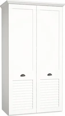 Produktbild von Furniture24 Kleiderschrank MARIDA MDNS929, 2 Türiger Drehtürenschrank, Schrank mit 5 Einlegeboden und Kleiderstange, Weiß
