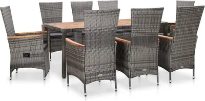 Image de Capwee 8 Personnes Ensemble de meubles de jardin avec chaises et table réglables - Gris