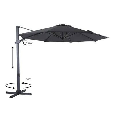 Produktbild von AXI Cyrus Premium Ampelschirm Rund Ø 300 cm in Anthrazit / Grau | Runder Sonnenschirm für Garten / Terrasse mit Aluminium Rahmen | Inkl. Kreuzfuß &