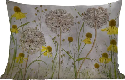 Produktbild von MuchoWow® Outdoor Kissen - Blumen - Stillleben - Ölfarbe - 50x30 cm - Wetterfest - Lounge Kissen - Sofa kissen - Wohnzimmer Dekoration