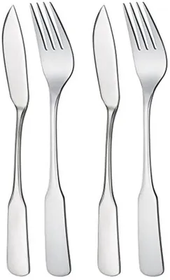 Produktbild von Famanu Fischbesteck 4-teilig für 2 Personen - Hochwertiger Edelstahl, Spülmaschinenfest