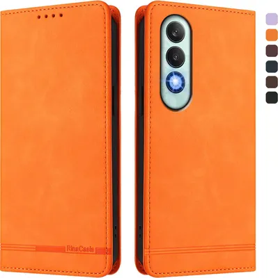 Produktbild von Hülle für OnePlus Nord CE4, Retro Kunstleder Ständer Klapphülle mit Kartenfächer und Magnetische Orange