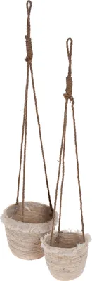 Produktbild von Deko-Blumentopf zum Hängen, 2er-Set (18cm, 22cm) natur