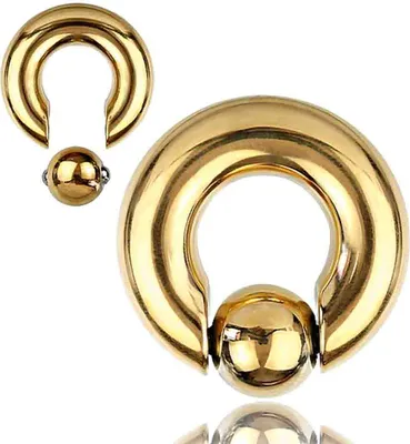 Produktbild von viva-adorno 10 x 16 x 14mm Piercing BCR Spring Ball Closure Ring Intimpiercing Klemmring Chirurgenstahl 316L Clip in Pop out  XXL gold Z553