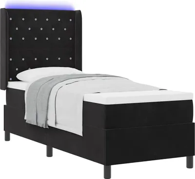 Imagen del producto de Cama con somier y colchón, con iluminación LED, color , 80 x 200 cm, tapizada en terciopelo