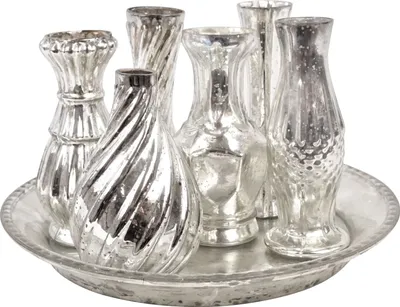 Produktbild von FURNARO Vasenensemble Poesie S/7 - Glas, silber, rund, stilvoll