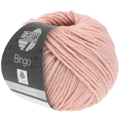A ball of pink yarn with a label.