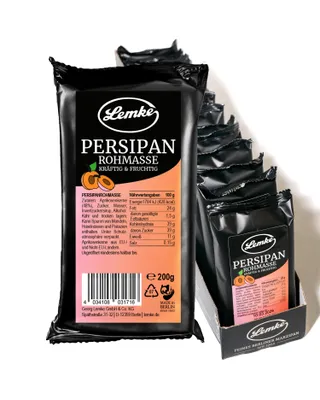 Produktbild von Lemke Berliner Persipanrohmasse 14 X 200g– Aus 48 % Aprikosenkernen – Intensiver Geschmack – Vegan – Ideal zum Backen, Füllen & Naschen