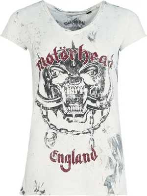 Produktbild von Motörhead T-Shirt Damen Logo England weiß/grau Band-Merch, Bands 100% Baumwolle M