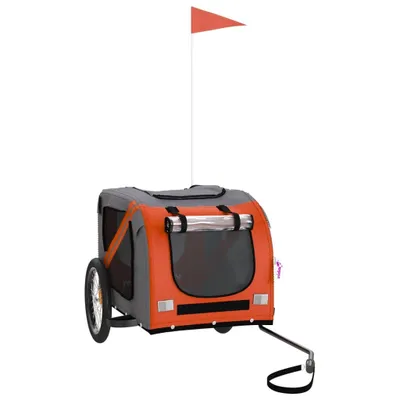 Produktbild von vidaXL Fahrradanhänger Hunde Orange und Schwarz Oxford-Gewebe & Eisen