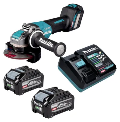 Productafbeelding van Makita GA 044 GU201 accu-haakse slijper 40 V max. 125 mm X-LOCK borstelloos + 2x accu 4,0 Ah + oplader