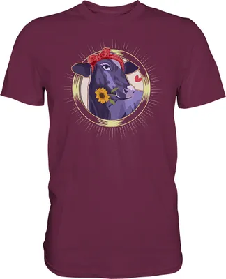 Produktbild von Kuh Sonnenblume T-Shirt Lustiges Bauernhof Garten Geschenk Gärtner – Burgundy / S