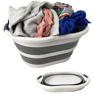 Klappbare Wäschewanne 36 L oval Grau