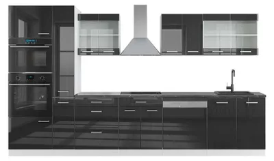 Zdjęcie produktu dla Moduł kuchenny Vicco R-Line Antracytowy wysoki połysk/biały 350 cm z wysoką szafką, BP Antracyt, Model 42467