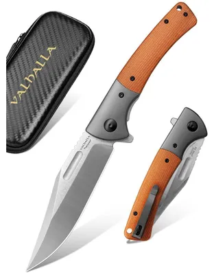 Obrázek produktu pro Skládací nůž, ocel D2, jednoruční, rukojeť z materiálu Micarta, barva žlutohnědá