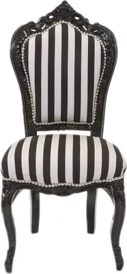 Produktbild von Barockstuhl Barock Stuhl Zebra Schwarz Weiß Stoff Esszimmer Wohnzimmer Büro Klassisch Premium Luxus Modern Repro Retro Royal Antik Stil Möbel