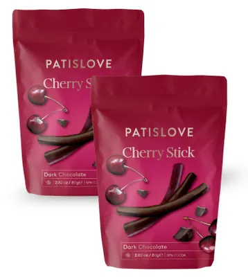 Immagine prodotto di Patislove, cioccolato fondente con ciliegie, bastoncini di cioccolato, 80g – confezione da 2 (2 × 80 g)