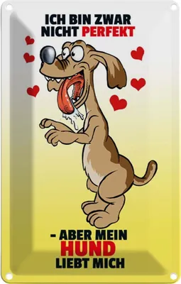 Produktbild von vianmo Blechschild 30x20 cm Nicht perfekt aber Hund liebt mich Schiild Spruch Zitat
