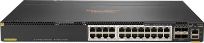 Produktbild von HPE Aruba 6300M - Switch - L3 - managed - 24 x 1/2.5/5/10GBase-T + 4 x 1 Gigabit / 10 Gigabit / 25 Gigabit / 50 Gigabit SFP56 (Uplink / Stacking) - Front und Seite zu Hinterseite - an Rack montierbar - PoE+ (1440 W)