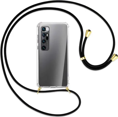 Produktbild von Handykette Backcover-Schutzhülle mit Band (Metall goldfarben) für Xiaomi Mi 10 Ultra - schwarz