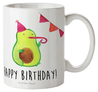 Produktbild von Mr. & Mrs. Panda Pott Avocado Geburtstag - Weiß - Geschenk, Feier, Alles Gute, Kindertasse, Trinklernbecher, Kunststoffbecher, Haferl, Happy Birthday, Frucht