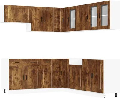 Produktbild von 11-tlg. Küchenschrank-Set Porto Räuchereiche Holzwerkstoff
