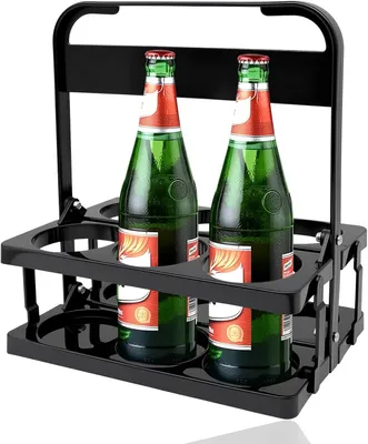 Imagen del producto de Soporte para botellas de plástico, plegable, capacidad para 6 botellas, dimensiones 31 x 24,5 x 18 cm, ideal para bebidas