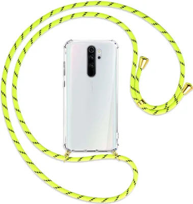Produktbild von Handykette Backcover-Schutzhülle mit Band (Metall goldfarben) für Xiaomi Redmi Note 8 Pro - neongelb