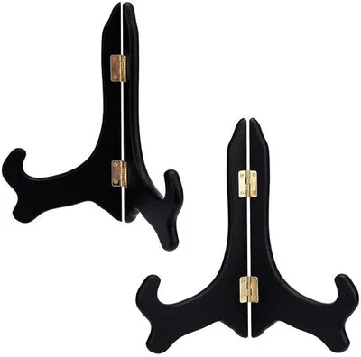 Image de Poteaux de soutien en bois pour présentoirs en bois - 2 pièces - 22 cm de large - noir